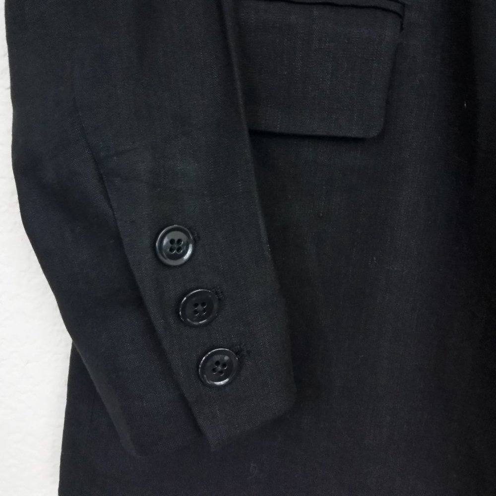 Vince Black Linen Blend Single-Breasted Blazer - Picture 5 of 10